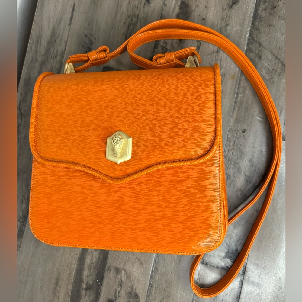 Barry Kieselstein-Cord Orange Leather Alligator Crossbody or Hand Bag 🧡